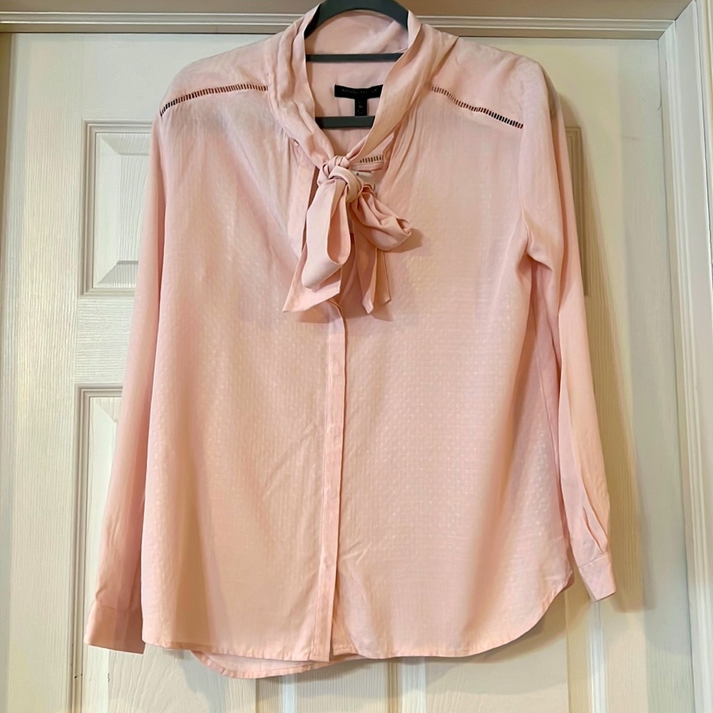 Tie-neck blouse from Banana Republic.